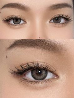 Korean Fake Lashes, Eyelash Wispy Extensions, Nature Eyelash Extensions, Eyelash Extensions Makeup Look, Asian Eyelashes Extensions, Wispy Lashes Asian Eyes, Eyelash Inspo Natural, Cute Natural Lashes, Eyelash For Small Eyes