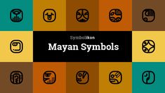 many symbols are arranged in different colors and sizes, with the words symbolized on them