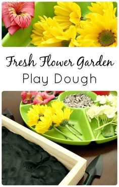 fresh flower garden play dough with flowers in the background