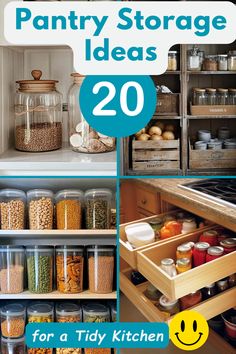 the pantry storage ideas are organized and ready to be used in any kitchen or dining room