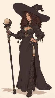 Witch Dungeons And Dragons, Cute Witch Aesthetic Outfits, Fantasy Witch Drawing, Ocs In Halloween Costumes, Witch Pose Reference Drawing, Witch Oc Outfit Ideas, Witch Outfit Fantasy Art, Fantasy Witch Outfit Design, Dnd Witch Outfit