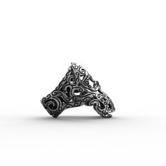 Maori Skull Ring in Sterling Silver (925) - Production time from 2 to 3 weeks The Maori skull ring by Feel No Pain is a jewel for men and women made of 925 sterling silver and engraved with New Zealand culture decorations. The entire surface of the skull ring is covered with symbols inspired by the Maori, including the famous tattoos that have become a sign of recognition throughout the world. Feel No Pain has revisited its design, giving it an antique and old school touch. The silver ring was m Engraved Sterling Silver Skull Ring With Open Design, Elegant Sterling Silver Skull Ring, Engraved Sterling Silver Open Skull Ring, Engraved White Gold Skull Ring In Sterling Silver, Silver Skull-shaped Engraved Rings, Carved Sterling Silver Skull Ring, Silver Engraved Open Skull Ring, Carved Sterling Silver Skull Ring For Gift, Engraved Silver Skull Open Ring