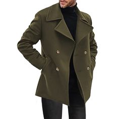 Season:Fall  Winter; Fabric:Polyester; Sleeve Length:Long Sleeve; Gender:Men's; Style:Classic,Casual,Fashion; Occasion:Vacation,Daily,Going out; Placket:Double Breasted; Function:Thermal Warm; Pattern:Plain; Design:Pocket; Neckline:Lapel; Outerwear Type:Trench Coat,Peacoat; Listing Date:09/24/2024; Bust:; Length:; Shoulder Width:; Sleeve: Casual Trench Coat, Mens Fashion Coat, Peacoat Men, Trench Coat Men, Outerwear Outfit, City Style, Casual Coat, Belleza Natural, Outfit Casual