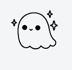 a ghost with stars flying around it's head and eyes, on a white background