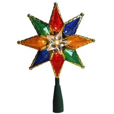 Multi color 8 point star Christmas tree topper. Pre lit with 10 mini lights. If one bulb burns out the rest will stay lit Star Christmas Tree Topper, Lighted Tree Topper, Star Christmas Tree, Colorful Tree, Prelit Tree, Tree Star, Christmas Tree Star, Star Tree Topper, Black Christmas Trees