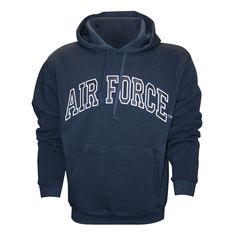 Slip-on some Air Force gear with this Air Force Embroidered Applique on Blue/Fleece Pullover Hoodie! No one will question your devotion to the U.S. Air Force after seeing the bold display of embroidered Air Force graphics on this amazing hood! The fleece lining and front pouch pocket will keep you warm and toasty as you rock your Air Force pride in all kinds of weather. 70% Cotton/ 30% Polyester Unisex fit Oversized for shrinkage Front pouch pocket Embroidered Air Force front LIMITED TIME ONLY! Blue Cotton Hoodie With Embroidered Logo, Blue Hoodie With Embroidered Logo, Navy Hoodie With Embroidered Logo For Fall, Blue Hoodie With Embroidered Logo For Winter, Winter Blue Hoodie With Embroidered Logo, Navy Hoodie With Embroidered Logo, Blue Crew Neck Hoodie With Embroidered Logo, Navy Casual Hoodie With Embroidered Logo, Navy Long Sleeve Hoodie With Embroidered Logo