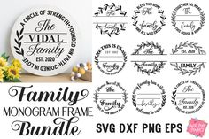 family monogram frame bundle svg dxf eps png cut file example