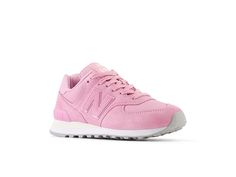 New Balance Classics WL574 - Women's Lace up casual Shoes : Pink Sugar/Pink Sugar : Step back into classic, old-school flava with these women's WL574 sneakers from New Balance Classics! Durable leather upper. Padded collar offers a snug, comfy fit. Textile lining and a cushioned footbed for all-day comfort. Traditional lacing system with a padded tongue and NB 574 woven label for classic style and comfort. Perforated toe box adds breathability. ENCAP midsole technology provides support and maximum durability. TPU heel strip provides added stability. Dual-layered EVA midsole for cushioning. Solid rubber outsole for long-wearing durability. Last: SL-2 Measurements: Weight: 10 oz Product measurements were taken using size 9, width B - Medium. Please note that measurements may vary by size. Pink Sneakers New Balance, New Balance 574 Pink, Nb 574, Pink New Balance, Pink Snacks, New Balance Classics, New Balance Outfit, All Pink, Pink Drinks