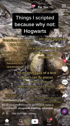 an image of a text message on a cell phone with the caption'things i scripted because why not hogwarts '