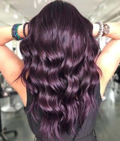 Plum Burgundy Wine Hair Color, Maroon Plum Hair, Hair Color Plum Brown, Plum Hair On Brown Hair, All Over Dark Purple Hair Color, Dark Plum Hair Curly, Grape Colored Hair, Dark Red Plum Hair, Dark Plum Hair Burgundy