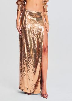 Savannah Sequin Maxi Skirt Sequin Maxi Skirt, Maxi Sequin Skirt, Australia Clothes, Gold Skirt, Sequin Shirt, Sequin Maxi, Floor Length Skirt, Long Sleeve Sequin, Loose Outfit