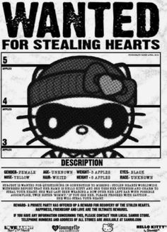 a wanted poster for a cat with a hat and eye patch on it's face