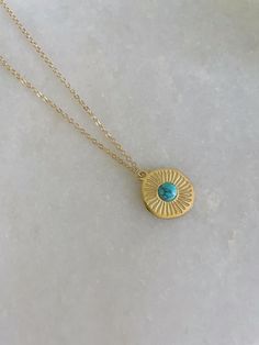 Gold turquoise pendant necklace on 14k gold filled chain. Turquoise Pendant, Turquoise Necklace, Pendant Necklace Emerald And Turquoise, Gold Turquoise Necklace, Turquoise Jewelry Gold, Antique Turquoise Jewelry, Turquoise Aesthetic, 6th Form, Antique Turquoise, Moms Birthday, Turquoise Pendant Necklace