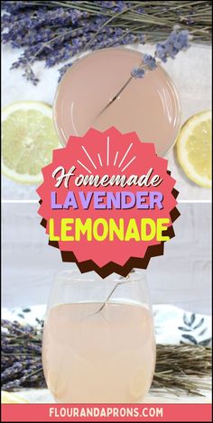 homemade lavender lemonade in a glass on a table