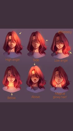 the different types of red hair are shown in this drawing style, and each has their own name on it