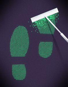 a green and white mop on top of a computer screen with numbers in the background