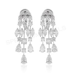 H/SI Multi Diamond Chandelier Wedding Earrings 18k White Solid Gold 5.86 Ct. Chandelier Wedding Earrings, Chandelier Wedding, Wedding Earrings Chandelier, Diamond Chandelier, Wedding Chandelier, White Gold Set, Diamond Dangle Earrings, White Solid, Diamond Clarity