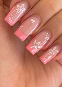 #nails #nailart #summer Hawaiin Nails Ideas, Australia Nails, Ibiza Nails, Summer Flower Nails, Nailart Summer, Pink Black Nails, Tropical Nail Designs