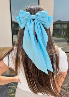 You will love this added touch to your hair in this must have accessory of the season! *Collect all of the colors! University Accessories, Satin Hair Bow, Bow Light, Jumpsuit And Blazer, Graphic Tops, Makeup Bags Travel, Travel Makeup, Sneaker Heels, Hair Bow