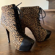 Nwt Betsey Johnson Platform Boots. Cheetah Print. Never Worn! High Heel Leopard Print Heels For Fall, Leopard Print High Heel Boots For Party, Fall Leopard Print High Heel Shoes, Leopard Print High Heels For Fall, Fall Leopard Print High Heels, Pointed Toe Leopard Print Party Boots, Party Boots With Leopard Print And Pointed Toe, Fitted Leopard Print Boots With Round Toe, Party Leopard Print Pointed Toe Boots