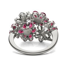 Witness the eternal beauty of blossoming flowers set in sparkling 14K gold. A combination of pear-shaped Caydia® lab grown diamonds and created ruby gemstones are delicately arranged to form a couture bouquet of six flowers. The perfect statement piece for your fashion jewelry collection. Titanium Rings For Men, Eternal Beauty, Metal Shop, Diamond Shop, Ruby Gemstone, Shop Engagement Rings, Men's Rings, Wedding Rings For Women, Cluster Ring