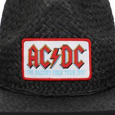 Elevate your beach style with this officially licensed ACDC cowboy sun hat. This adult-sized hat is the perfect accessory for sunny days, whether you're lounging on the beach or enjoying a tropical drink at home. The custom design showcases the iconic ACDC logo on the front of the hat, allowing you to represent your favorite beverage brand in style. What sets this hat apart is the attention to detail—the underside of the brim features a bold logo pattern that adds a touch of rock & roll to your Retro Adjustable Sun Hat For Vacation, Adjustable Retro Sun Hat For Vacation, Retro Summer Trucker Hat With Wide Brim, Retro Wide Brim Trucker Hat For Summer, Western Style Curved Brim Trucker Hat For Summer, Retro Curved Brim Straw Hat For Beach, Casual Summer Trucker Hat For Beach, Western Style Trucker Hat With Curved Brim For Summer, Retro Adjustable Straw Hat For Vacation