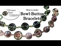 an image of a necklace with buttons and beads on the bottom, along with text that reads how to make bowl - button bracelets