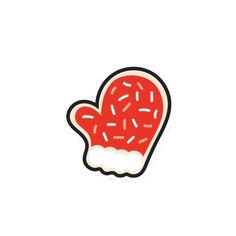 a red heart shaped cookie with sprinkles on it's side, sitting in front of a white background