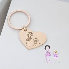 "♥ Custom Handwriting Keychain ♥ The most unique jewelry you can find, perfect gift for you and your loved one ♥ C U S T O M ∙ H A N D W R I T I N G ∙ K E Y C H A I N * Material: High Quality Solid 925 Sterling Silver * Dimensions: 1.2\" - 2\" * Finish: Sterling Silver ∙ 18K Gold ∙ Rose Gold * All our work is custom made by hand with Love and Care in our workshop ♥ H O W ∙ T O ∙ O R D E R * Simply use the -ASK A QUESTION- or -CONTACT SHOP OWNER- button to send us a picture or scan of the Signatu Baby Artwork, Picture Keychain, Children Drawing, Ideas Regalos, Engraved Handwriting, Puzzle Jewelry, Extraordinary Jewelry, 3d Jewelry, Father Gift