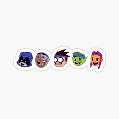 five different cartoon characters sticker