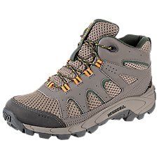 Keep young feet comfortable and supported on outdoor adventures with Merrell\u00ae Oakcreek Mid Waterproof Hiking Boots for Kids. This supportive design surround young adventurer's feet with a lightweight, yet sturdy, upper made of action leather and mesh. 100% waterproof membrane technology inside keeps feet dry and comfortable while allowing them to breathe on warmer days. Protective toe caps up front boost the upper's durability and protection. Cushioned footbeds under the feet soften the abu Kids Hiking Boots, Boots For Kids, Hiking With Kids, Waterproof Hiking Boots, Kids Boots, Good Brands, Outdoor Adventures, Outdoors Adventure, Outdoor Gear