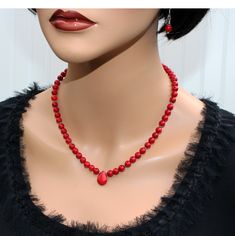 ♥ Ready to ship ♥ 100% handmade ♥ Material: natural coral beads ♥ Packed in a gift box ♥ Custom length Handmade adjustable Red coral necklace designed with 7-8mm beads and heart as a focal point. Statement of Luxury & Elegance! This artisan necklace is unique, lightweight, feminine, stylish, and elegant. The flexible structure of the necklace ensures a very comfortable fit. It makes a fantastic gift as well for someone you love and hold dear in your heart. All my items are beautifully presented Valentine's Day Gift Beaded Necklaces With Round Beads, Elegant Red Coral Round Bead Jewelry, Elegant Red Coral Jewelry With Gemstone Beads, Elegant Heart-shaped Gemstone Bead Jewelry, Valentine's Day Gemstone Beads Jewelry Gift, Valentine's Day Gift Jewelry With Gemstone Beads, Valentine's Day Gift Necklace With Faceted Beads, Gift Red Coral Beaded Necklace With Gemstone Beads, Elegant Adjustable Red Coral Necklace