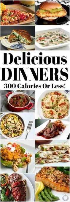 the cover of delicious dinners, with pictures of different dishes and vegetables on it's side