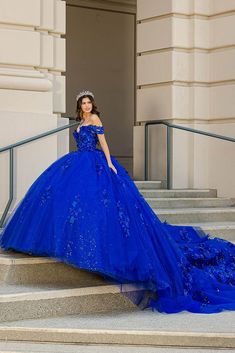 Blue Off-shoulder Quinceanera Dress, Blue Off-shoulder Dress For Quinceanera, Quinceanera Purple Dresses, Quinceanera Blue, 1500 Dresses, Vestido Charro, Off Shoulder Ball Gown, Quince Dress, Dresses Quinceanera