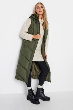 Shop LTS Tall Olive Green Chevron Puffer Gilet at Yours Clothing. Discover women’s plus size clothing in sizes 10-36 with fast delivery. Jeans For Tall Women, Hooded Gilet, Puffer Gilet, Green Chevron, Gilet Long, Womens Khakis, Large Clothes, Long Tall Sally, Long Leggings