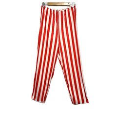 Pirate Red White Stripe Polyester Pants Disguise Nwot Use These New Pants To Compete Your Costume Look Uncle Sam Pirate Clown Red And White Stripe Poly Pants Elastic Waist 15” 22” Rise 15” Outseam 42” 100% Polyester Wash Warm Tumble Dry 2 Red Full-length Pants With Elastic Waistband, Full Length Red Pants With Elastic Waistband, Red Straight Pants With Elastic Waistband, Red High-waisted Pants With Elastic Waistband, Red Pants With Elastic Waistband For Loungewear, Red Elastic Waistband Pants For Loungewear, Red Ankle-length Loungewear Bottoms, Red Ankle-length Pants For Loungewear, Red Lounge Pants