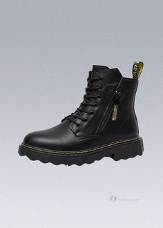 Rugged Black Lace-up Boots For Outdoor Work, Black Combat Boots With Lug Sole For Outdoor Activities, Black Combat Boots With Lug Sole For Outdoor, High-top Martin Boots With Reinforced Toe For Streetwear, Rugged Black High-top Lace-up Boots, Black Rugged High-top Lace-up Boots, Black Rugged Martin Boots With Round Toe, Rugged High-top Martin Boots For Streetwear, Rugged Black Martin Boots With Round Toe