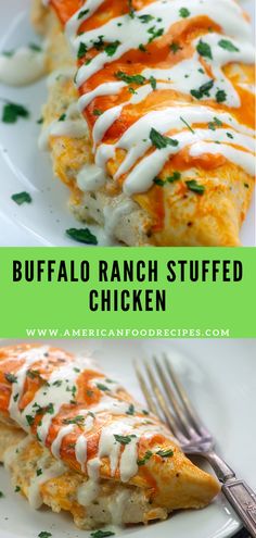 buffalo ranch stuffed chicken on a white plate