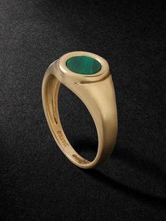 MATEO Gold Malachite Signet Ring for Men Men’s Gemstone Rings, Luxury Green Signet Ring With Polished Finish, Formal Malachite Gemstone Rings, Emerald Signet Ring With Polished Finish, Formal Malachite Jewelry With Polished Finish, Signet Ring For Men, Man Jewelry, Men Rings, Cycling Accessories