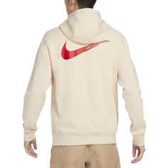 Nike Sportswear NSW hoodie 'Beige Red' FD4058-126 (Men's) Nike Athleisure Hoodie For Light Sports, Nike Hoodie For Sports Season, Nike White Hoodie For Sports Events, White Nike Hoodie For Sports Events, Nike Gym Hoodie, Nike Sportswear Hoodie For Sports Events, Nike Casual Hoodie For Sports Events, Casual Nike Hoodie For Sports Events, Nike Red Athleisure Hoodie