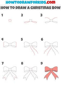 how to draw a christmas bow for kids step by step drawing instructions and printable