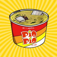 an illustration of a can of soup on a yellow background