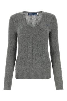 Sweater realized in wool and cashmere characterized by contrasting iconic logoed embroidery on the chest. - Ribbed V neckline, cuffs and hemlineComposition: Exterior: 80% Wool 20% Cashmere Ralph Lauren Womens Clothing, Designer Ralph Lauren, Polo Pony, Grey Jumper, Polo Ralph Lauren Women, Cable Knit Jumper, Ralph Lauren Sweater, Ralph Lauren Womens, Ralph Lauren Polo