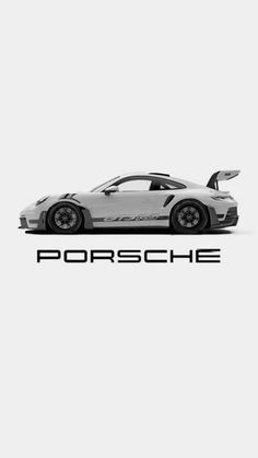 the porsche logo is shown in black and white, with an image of a sports car