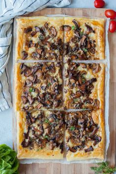 mushroom tart with text overlay