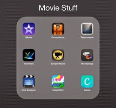 the movie stuff app is displayed on an iphone screen, with many different icons in it