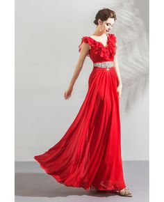 Buy Elegant Long Red Chiffon Evening Party Dress With Jeweled Waistline at wholesale price online. Free shipping and pro custom service since 2009. Red V-neck Chiffon Dress, Red V-neck Chiffon Wedding Dress, Elegant Red Chiffon Dress With V-neck, Fitted Red Chiffon Dress For Banquet, Red Fitted Chiffon Dress For Banquet, Red Chiffon Dress For Formal Summer Events, Fitted Red Chiffon Dress, Red Sleeveless Chiffon Dress For Formal Occasions, Red Sleeveless Chiffon Party Dress