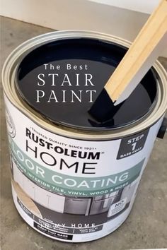 best stair paint, rusteoleum Basement Stairs Ideas Paint, Basement Stair Ideas Diy, Painted Garage Steps, Painting Stair Treads Black, Paint Stairs White, Stair Paint Ideas, Black Stain Stairs, Basement Steps Redo, Painting Spindles On Staircase