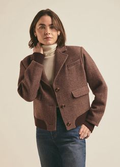 THE CITY BOMBER Favorite Daughter, Fall Jackets, Street Chic, Welt Pockets, Herringbone, Fashion Inspo Outfits, Stylish Outfits, Large Size, Rib Knit