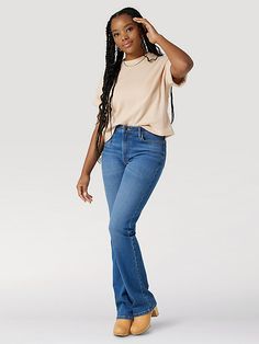 AT THE PEAK OF TIMELESS STYLE AND VERSATILITY A staple in the Wrangler® assortment and a staple in women's closets around the world. These Wrangler women's straight leg jeans are crafted with a figure-flattering high rise that contours your curves with a comfortable, no-gap waistband. The classic straight leg silhouette extends from the thigh through the hem for an opening that fits snugly around boots, heels, sandals, and sneakers. Versatile, year-round style reaches its peak with these timeles Wrangler Jeans, High Rise, Straight Leg Jeans, Timeless Fashion, Straight Leg, Women Jeans